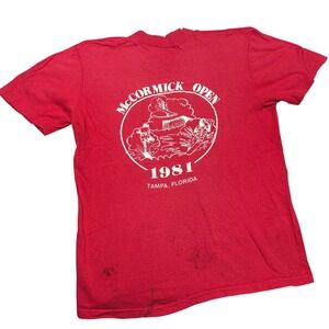 Vintage 1981 McCormick Open Water Ski T Shirt Red Hi Cru Stedman Medium‎ Florida